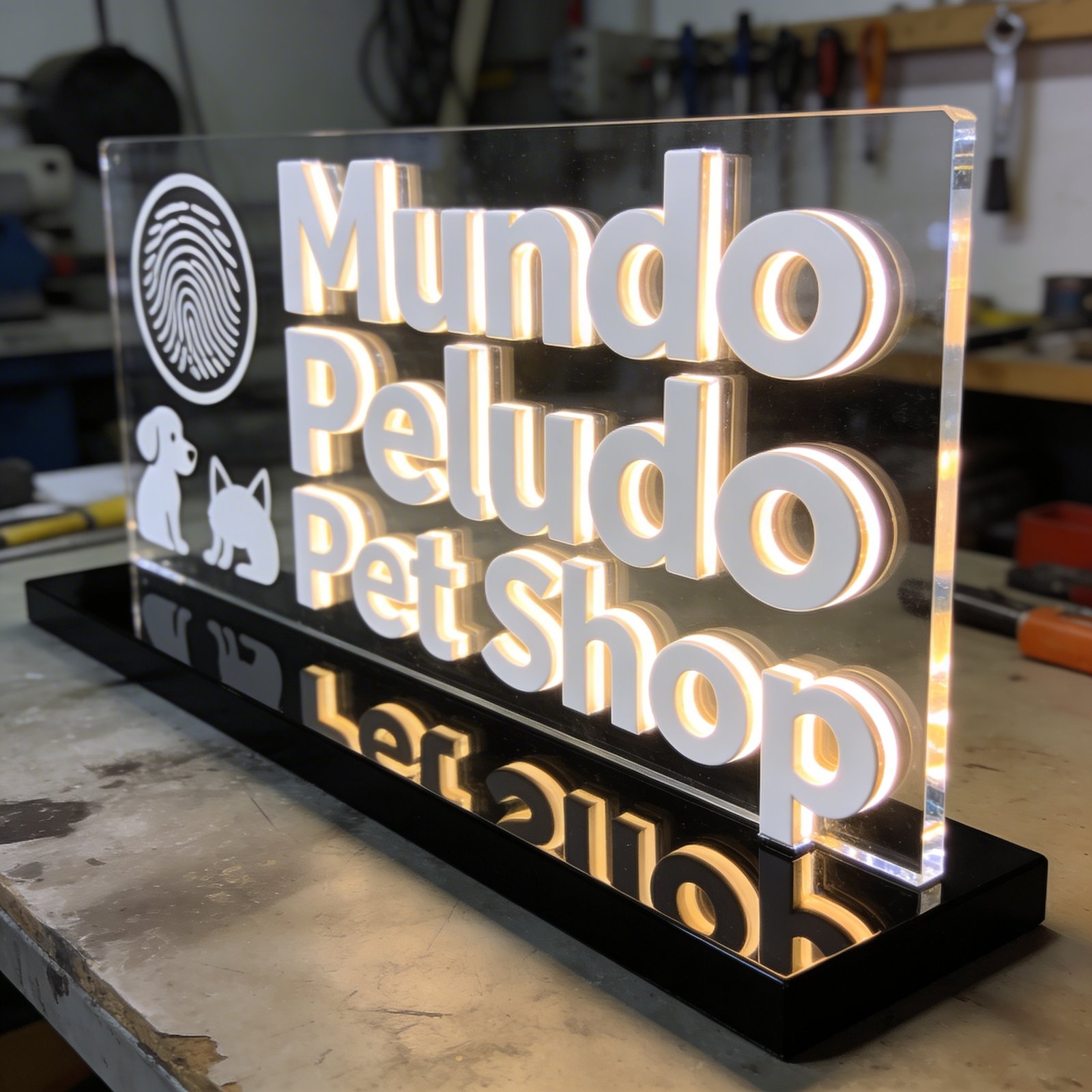 Aviso luminoso acrilico